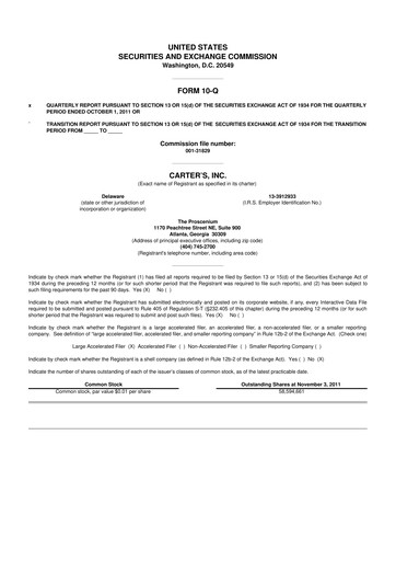 Vorschaubild Carter's 10-Q Quartalsbericht 2011 