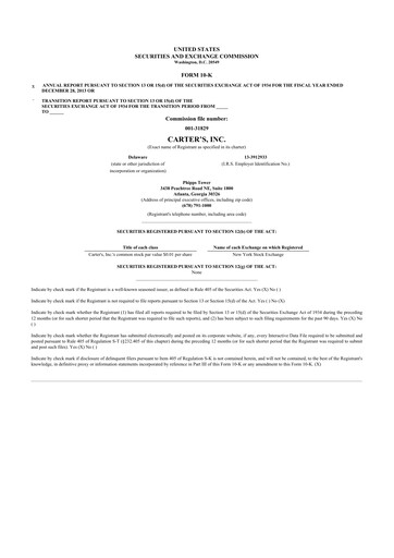 Thumbnail Carter's 10-K Annual Report 2013
