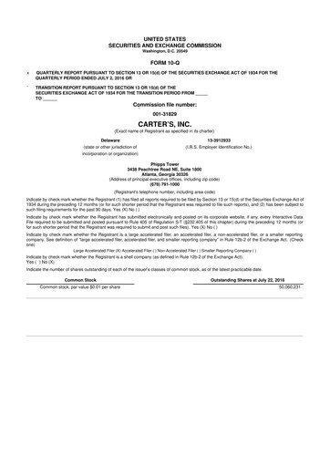 Vorschaubild Carter's 10-Q Quartalsbericht 2016 