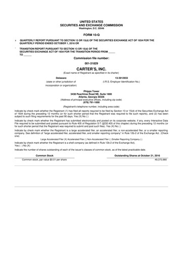 Vorschaubild Carter's 10-Q Quartalsbericht 2016 