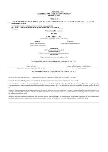 Thumbnail Carter's 10-K Annual Report 2016