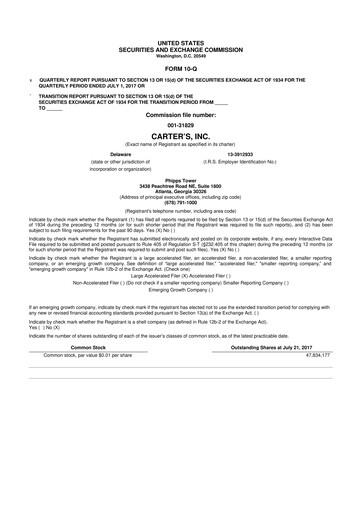Vorschaubild Carter's 10-Q Quartalsbericht 2017 