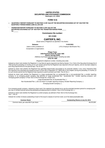 Vorschaubild Carter's 10-Q Quartalsbericht 2018 