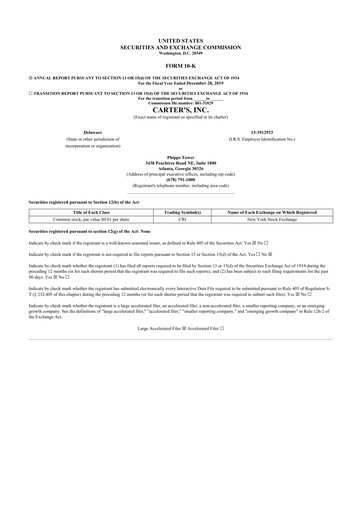 Thumbnail Carter's 10-K Annual Report 2019