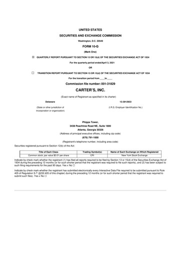 Vorschaubild Carter's 10-Q Quartalsbericht 2021 