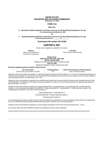 Vorschaubild Carter's 10-Q Quartalsbericht 2022 