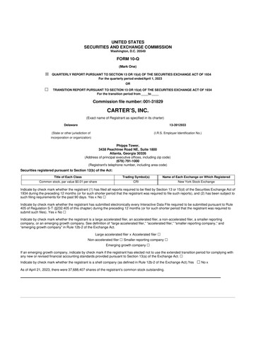 Vorschaubild Carter's 10-Q Quartalsbericht 2023 