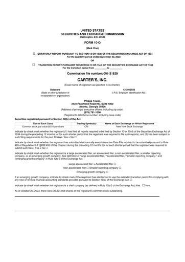 Vorschaubild Carter's 10-Q Quartalsbericht 2023 