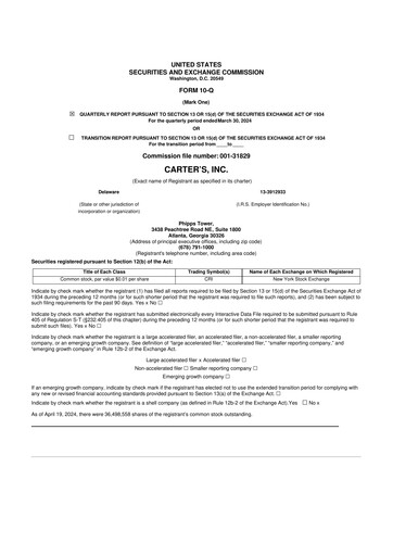 Vorschaubild Carter's 10-Q Quartalsbericht 2024 