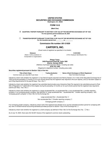 Vorschaubild Carter's 10-Q Quartalsbericht 2024 