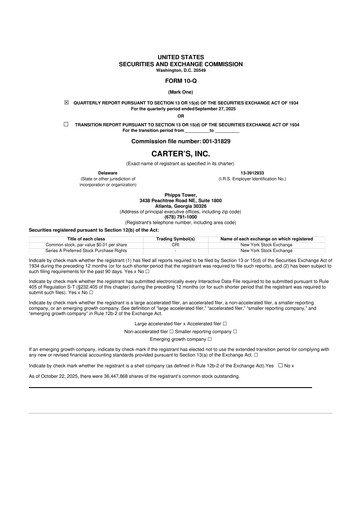 Vorschaubild Carter's 10-Q Quartalsbericht 2025 