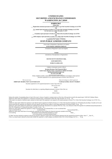 Thumbnail ICON plc 20-F Annual Report 2017