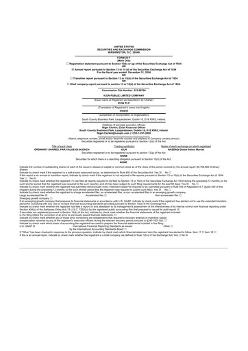 Thumbnail ICON plc 20-F Annual Report 2024