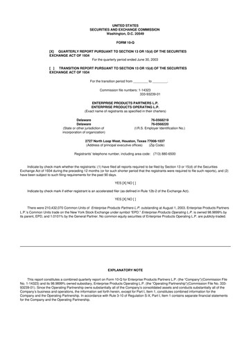 Vorschaubild Enterprise Products 10-Q Quartalsbericht  