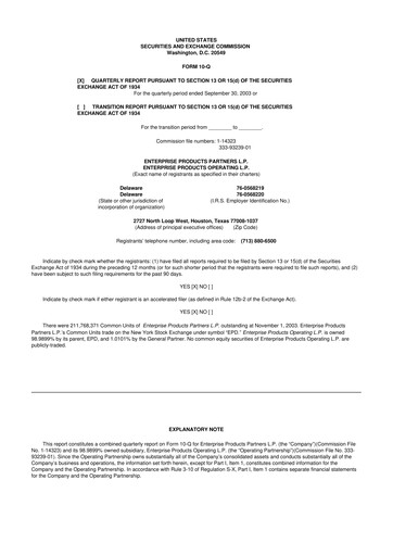 Vorschaubild Enterprise Products 10-Q Quartalsbericht  