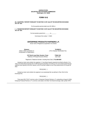 Vorschaubild Enterprise Products 10-Q Quartalsbericht  