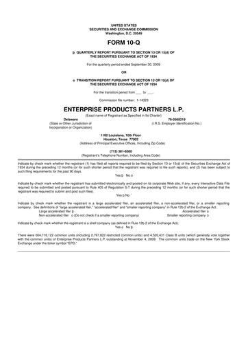 Vorschaubild Enterprise Products 10-Q Quartalsbericht  