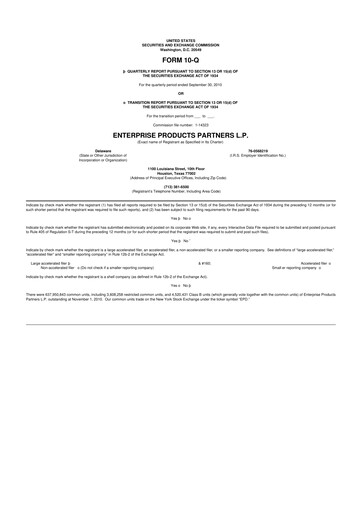 Vorschaubild Enterprise Products 10-Q Quartalsbericht 2010 