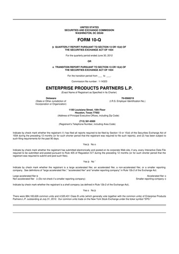 Vorschaubild Enterprise Products 10-Q Quartalsbericht 2012 