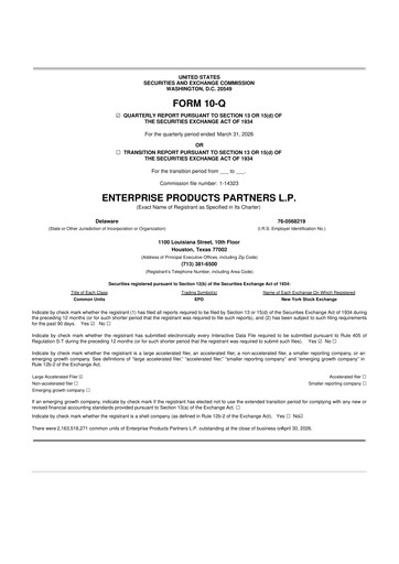 Vorschaubild Enterprise Products 10-Q Quartalsbericht  