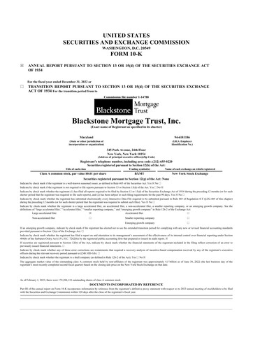 Thumbnail Blackstone Mortgage Trust
 10-K Annual Report 2022