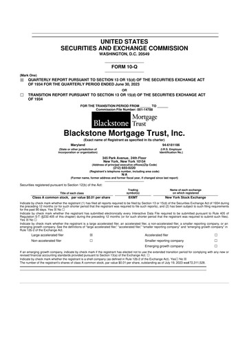 Thumbnail Blackstone Mortgage Trust
 10-Q Quarterly Report FY2023 