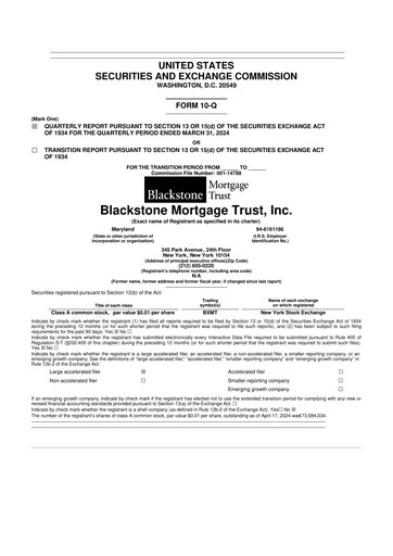 Thumbnail Blackstone Mortgage Trust
 10-Q Quarterly Report FY2024 