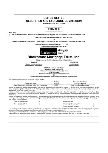Thumbnail Blackstone Mortgage Trust
 10-Q Quarterly Report FY2024 