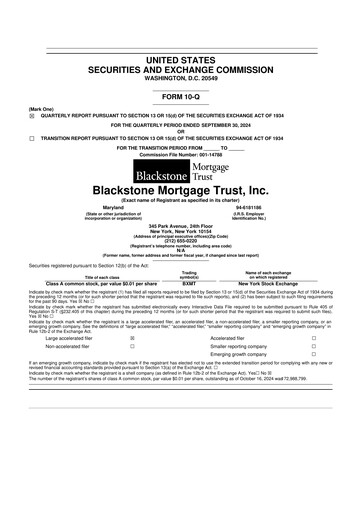 Thumbnail Blackstone Mortgage Trust
 10-Q Quarterly Report FY2024 