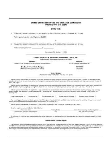 Vorschaubild American Axle & Manufacturing 10-Q Quartalsbericht 2020 