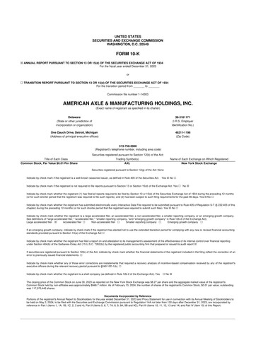 Miniature American Axle & Manufacturing 10-K Rapport annuel 2023