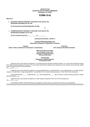 Thumbnail Lexicon Pharmaceuticals
 10-Q Quarterly Report FY 