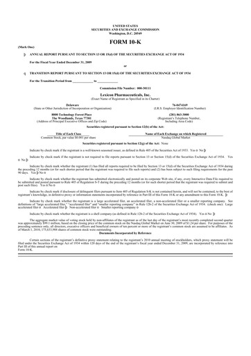 Vorschaubild Lexicon Pharmaceuticals
 10-K Jahresbericht 