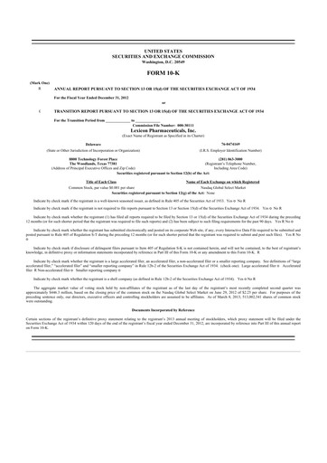 Vorschaubild Lexicon Pharmaceuticals
 10-K Jahresbericht 2012