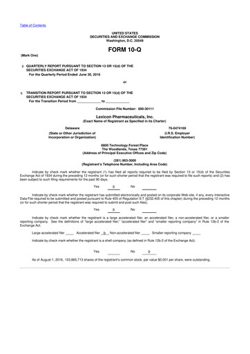 Thumbnail Lexicon Pharmaceuticals
 10-Q Quarterly Report FY2016 