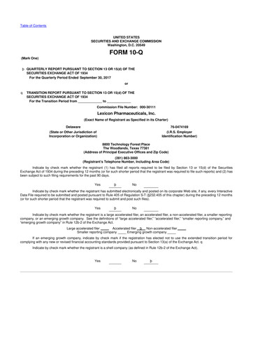 Thumbnail Lexicon Pharmaceuticals
 10-Q Quarterly Report FY2017 