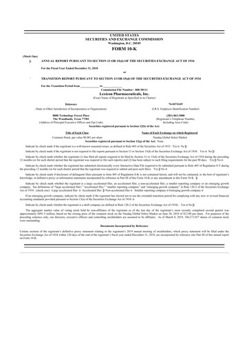 Vorschaubild Lexicon Pharmaceuticals
 10-K Jahresbericht 2018