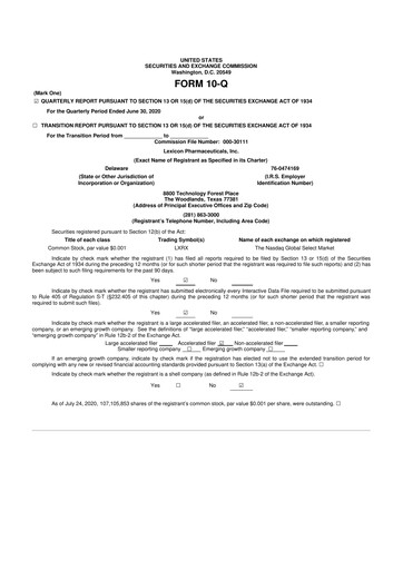 Thumbnail Lexicon Pharmaceuticals
 10-Q Quarterly Report FY2020 