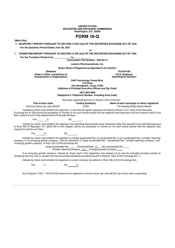 Thumbnail Lexicon Pharmaceuticals
 10-Q Quarterly Report FY2021 