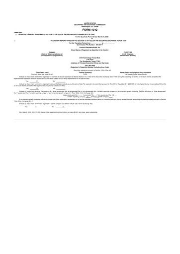 Thumbnail Lexicon Pharmaceuticals
 10-Q Quarterly Report FY2025 