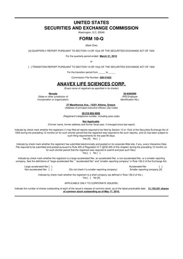 Thumbnail Anavex Life Sciences
 10-Q Quarterly Report FY 