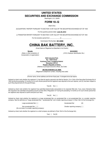 Thumbnail CBAK Energy Technology 10-Q Quarterly Report FY2012 