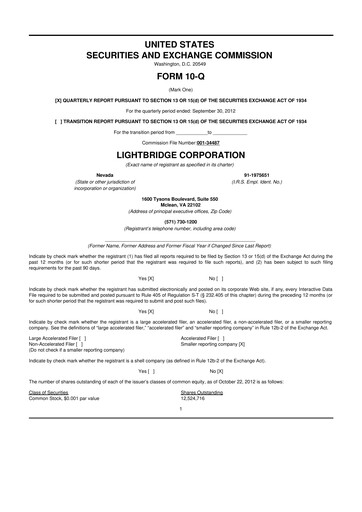 Thumbnail Lightbridge Corporation 10-Q Quarterly Report FY2012 