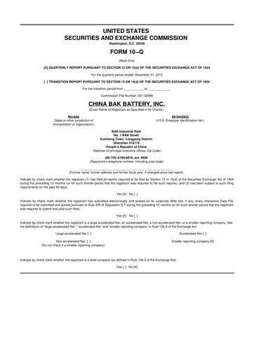 Thumbnail CBAK Energy Technology 10-Q Quarterly Report FY2013 