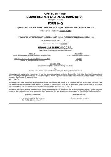 Thumbnail Uranium Energy
 10-Q Quarterly Report FY2013 