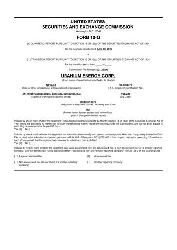 Thumbnail Uranium Energy
 10-Q Quarterly Report FY2013 