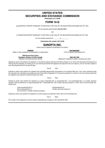 Vorschaubild SunOpta 10-Q Quartalsbericht 2013 