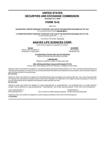 Thumbnail Anavex Life Sciences
 10-Q Quarterly Report FY2013 