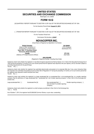 Thumbnail Trilogy Metals
 10-Q Quarterly Report FY 