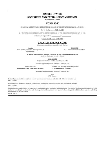 Thumbnail Uranium Energy
 10-K Annual Report 2013